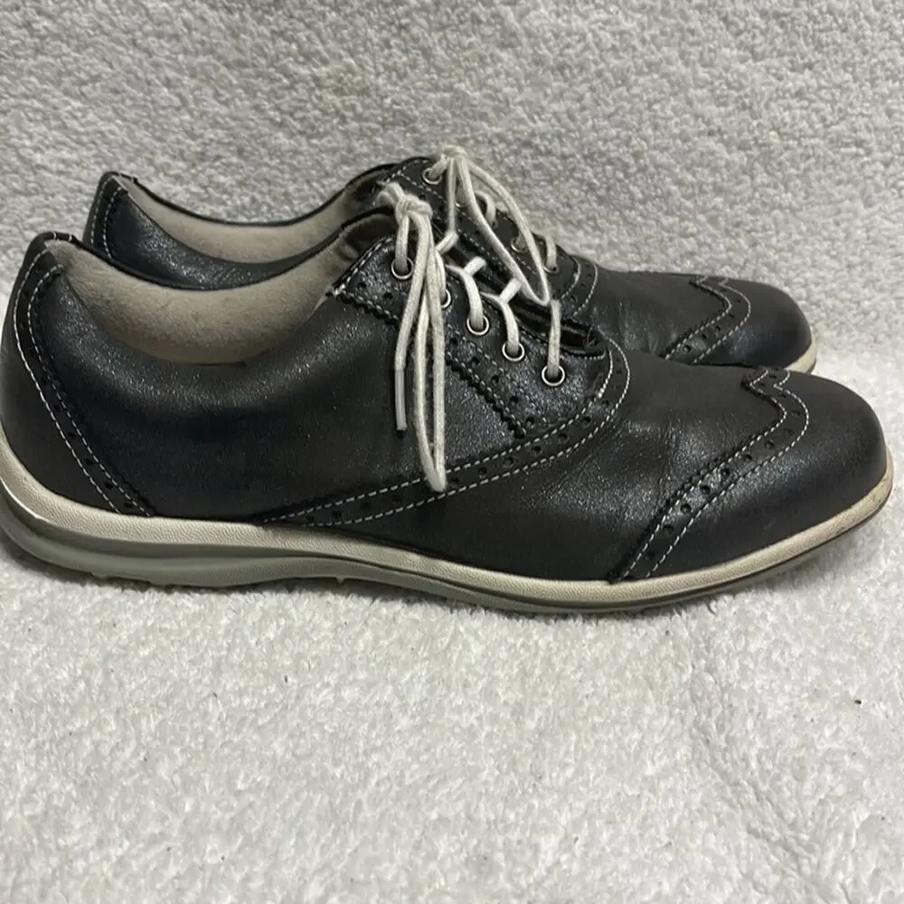 Footjoy Women’s Black Golf Oxford Shoes LoPro Wing Tip Lace Up Sz 6.5 Sport